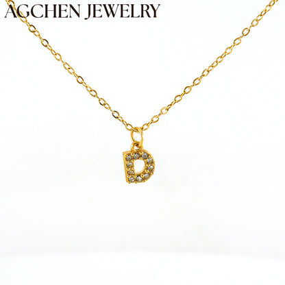 AG Stainless Steel Zirconia Letter Necklace