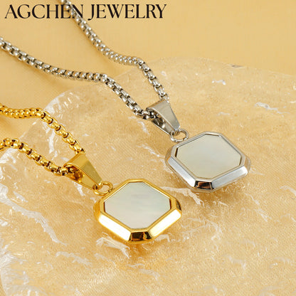 AG Stainless Steel Black Square Necklace