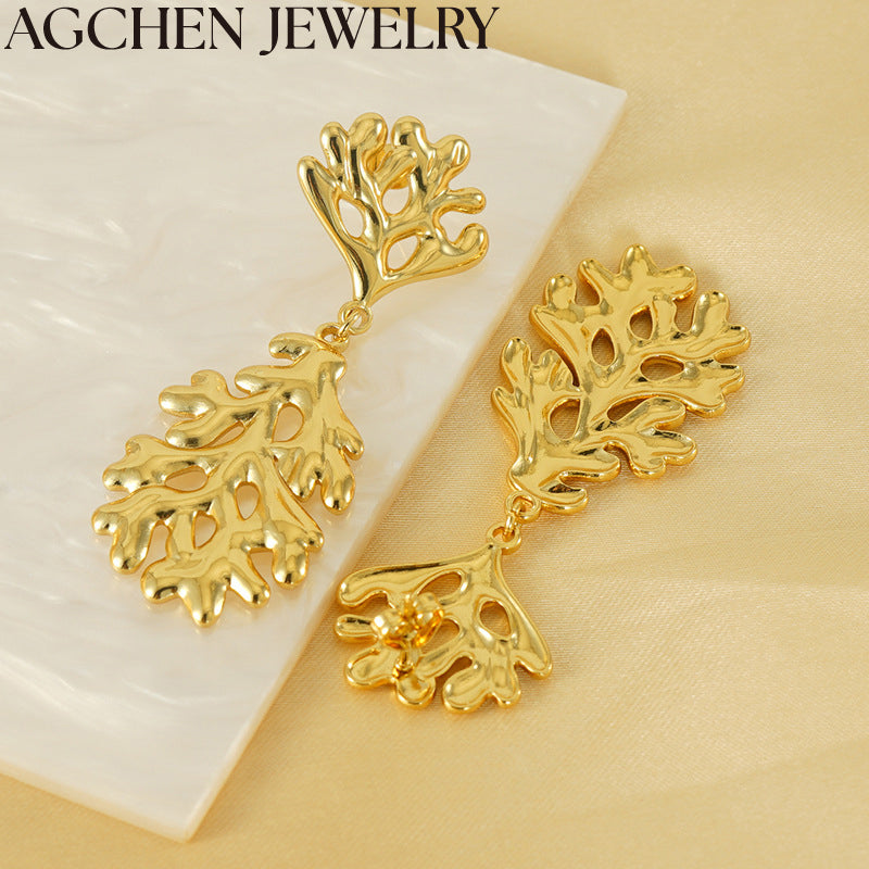AG Stainless Steel Seaweed Earrings