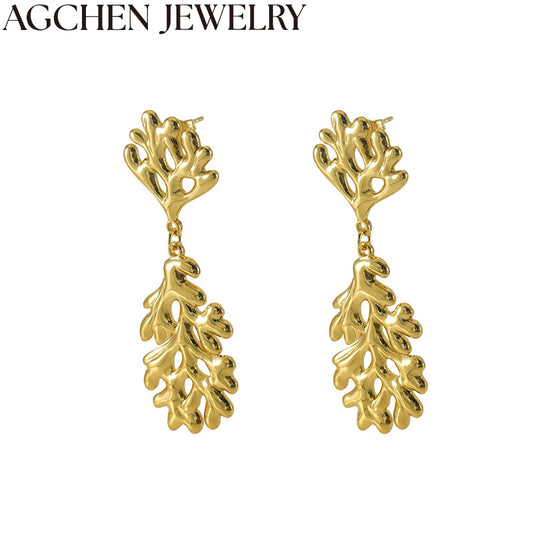 AG Stainless Steel Seaweed Earrings