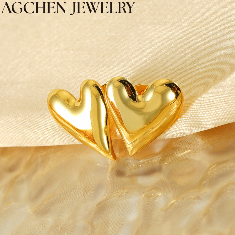 AG Irregular Gold Heart Earrings