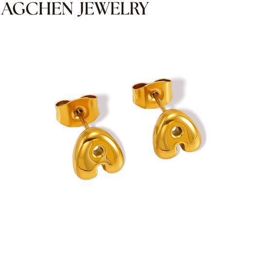 AG Cute Mini Letter Stud Earrings