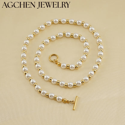 AG Stainless Steel Pearl Chain Necklace