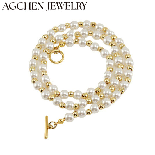 AG Stainless Steel Pearl Chain Necklace