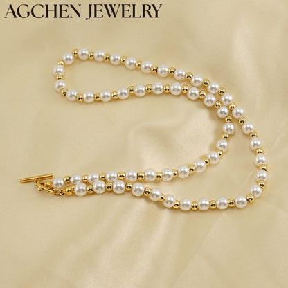 AG Stainless Steel Pearl Chain Necklace