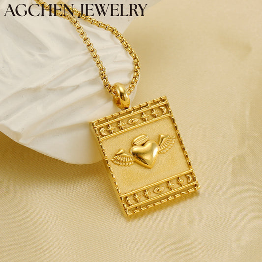 AG Stainless Steel Angel Heart Necklace