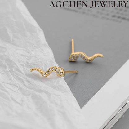 AG Serpent Zirconia Stud Earrings