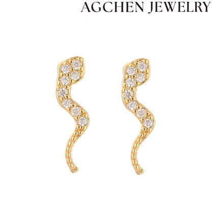 AG Serpent Zirconia Stud Earrings