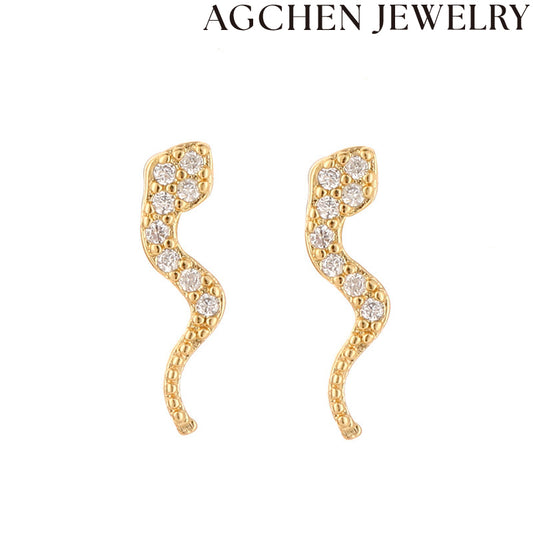 AG Serpent Zirconia Stud Earrings