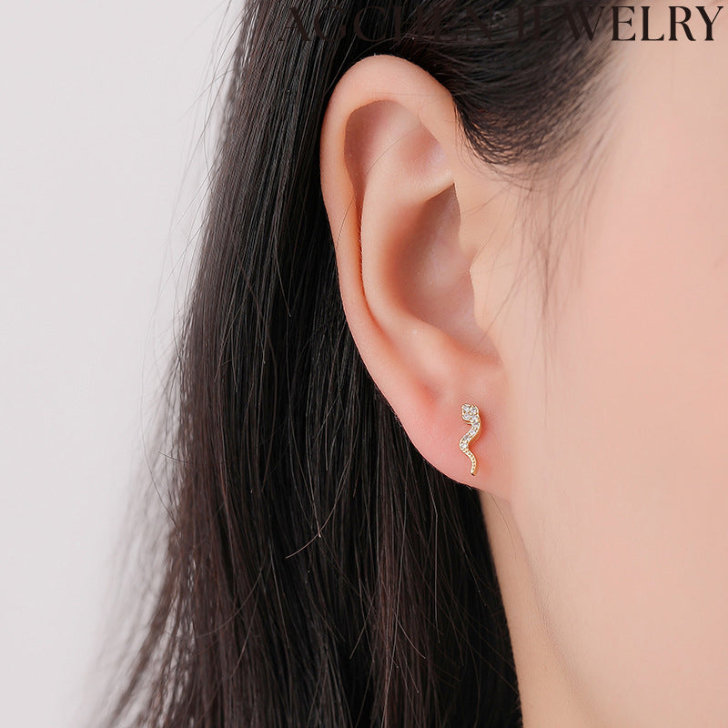 AG Serpent Zirconia Stud Earrings