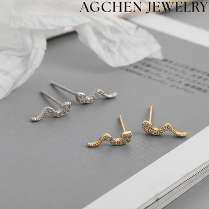 AG Serpent Zirconia Stud Earrings