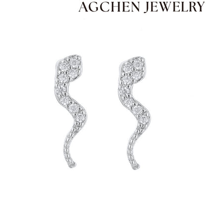 AG Serpent Zirconia Stud Earrings
