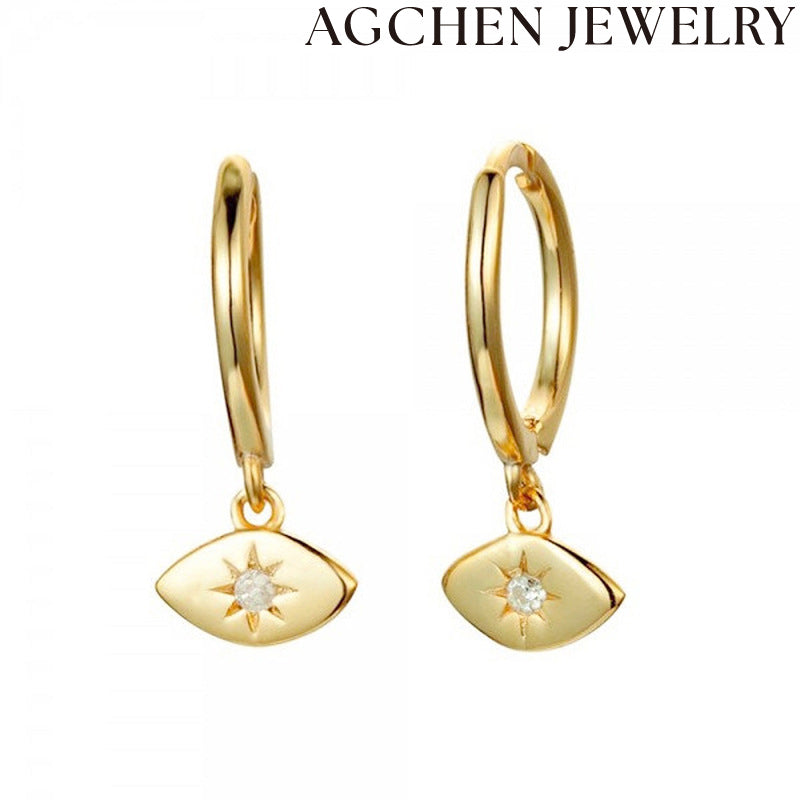 AG Eye-Shaped Zirconia Earrings