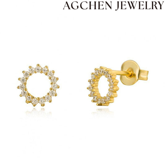 AG Sunburst Zirconia Stud Earrings