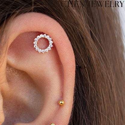 AG Sunburst Zirconia Stud Earrings