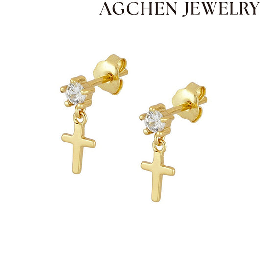 AG Elegant White Zirconia Hoop Earrings