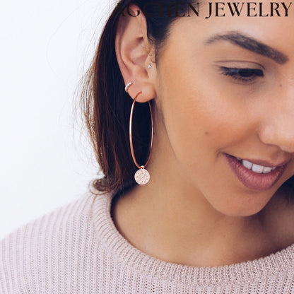 AG Large Hoop Earrings with Zirconia Detailing