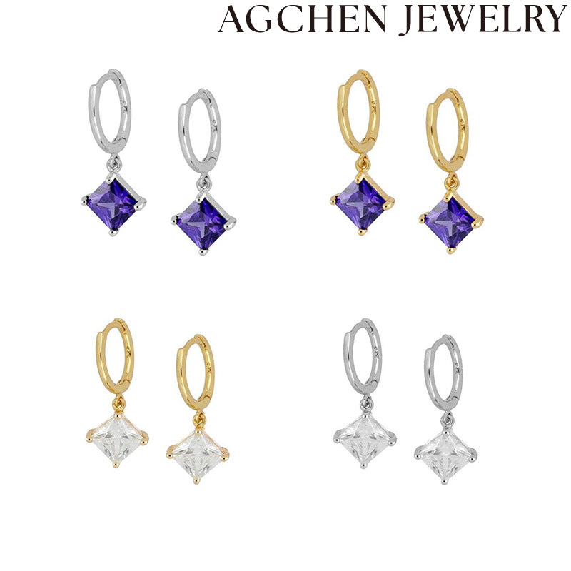 AG Square Zirconia Earrings