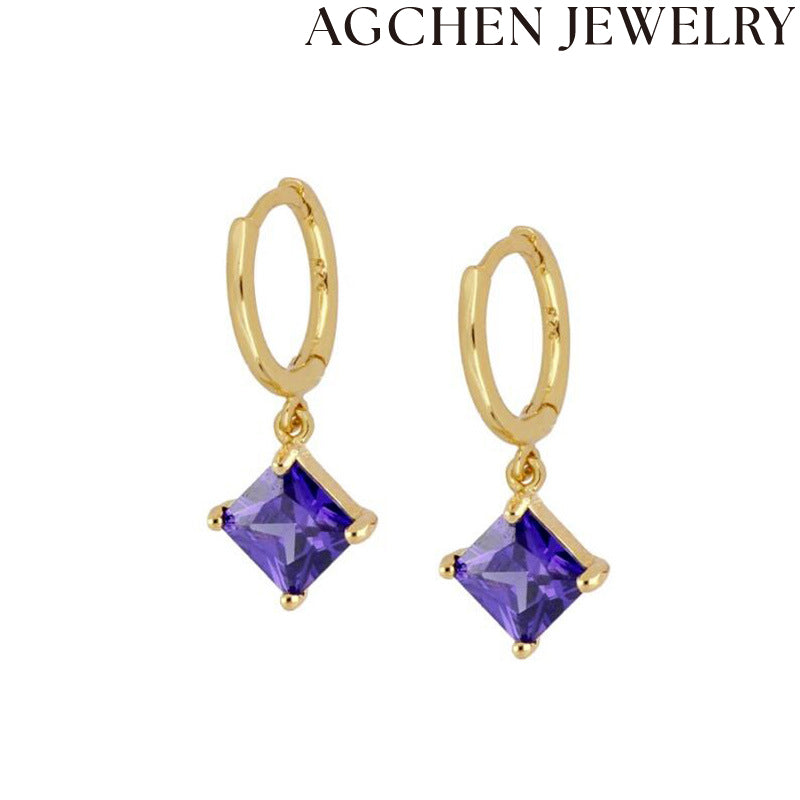 AG Square Zirconia Earrings