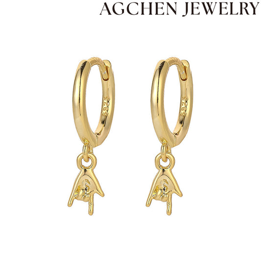 AG Heart-Shaped "I Love You" Earrings