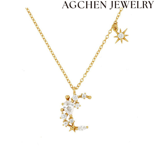 AG Star Moon Zircon Necklace