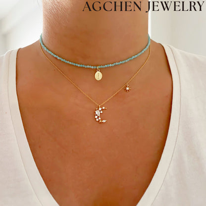 AG Star Moon Zircon Necklace