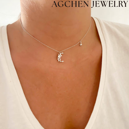 AG Star Moon Zircon Necklace