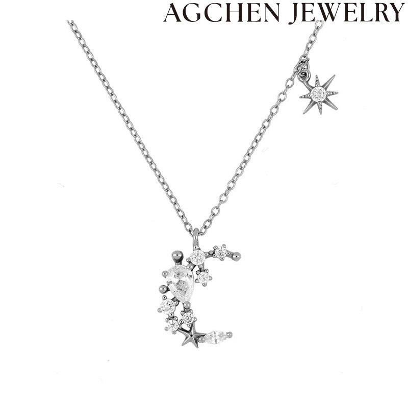 AG Star Moon Zircon Necklace