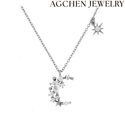 AG Star Moon Zircon Necklace