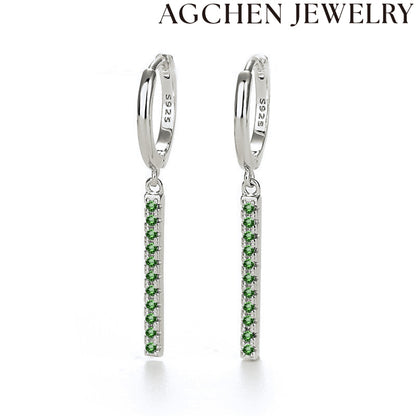 AG Dark Emerald Zircon Earrings