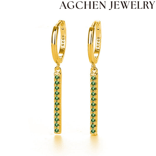 AG Dark Emerald Zircon Earrings