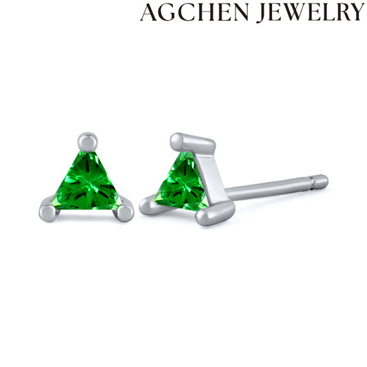 AG Forest Green Zircon Studs