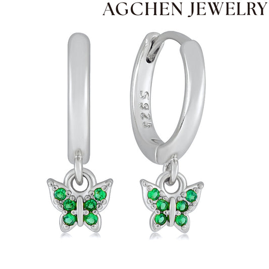 AG Green Butterfly Zircon Earrings