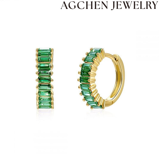 AG Elegant Women's Green Zircon Earrings