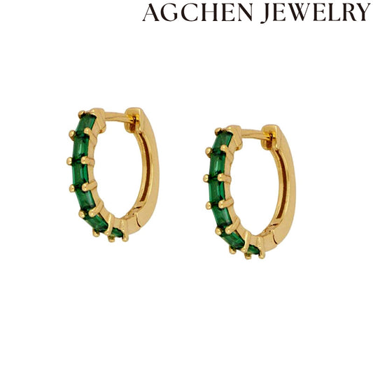 AG Square Green Zircon Earrings