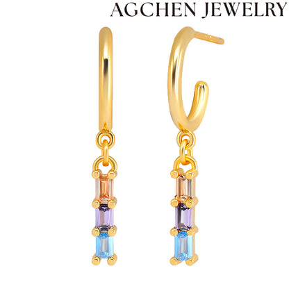 AG Light Rectangle Zirconia Earrings