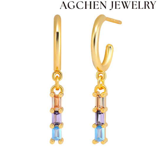AG Light Rectangle Zirconia Earrings
