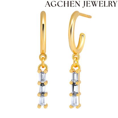 AG Light Rectangle Zirconia Earrings