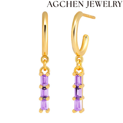 AG Light Rectangle Zirconia Earrings