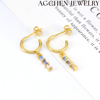 AG Light Rectangle Zirconia Earrings