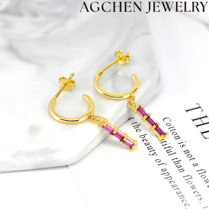 AG Light Rectangle Zirconia Earrings