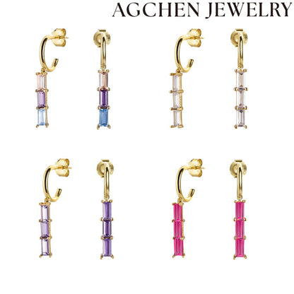 AG Light Rectangle Zirconia Earrings