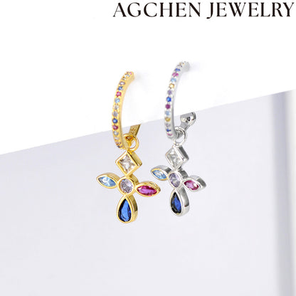 AG Colorful Flower Zirconia Earrings