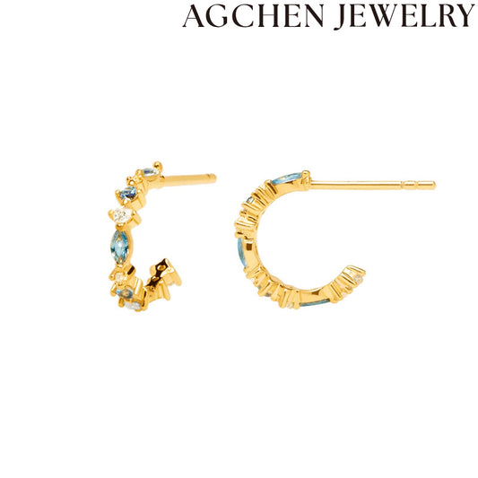 AG Light Zirconia C-Shaped Earrings