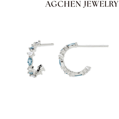 AG Light Zirconia C-Shaped Earrings