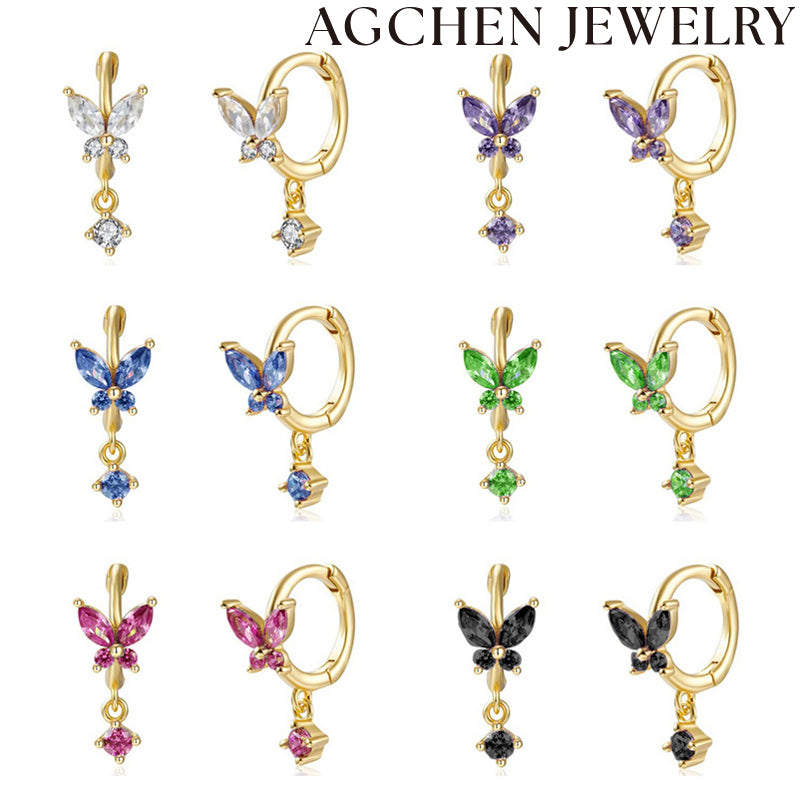 AG  Butterfly Zirconia Drop Earrings