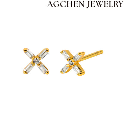 AG White Flower Zirconia Earrings