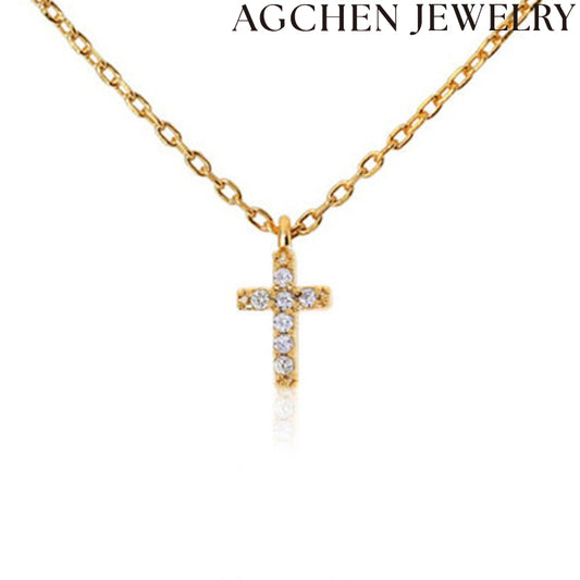 AG Minimalist Zircon Cross Necklace