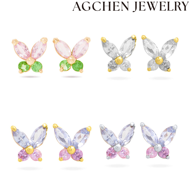 AG Light Butterfly Zirconia Earrings
