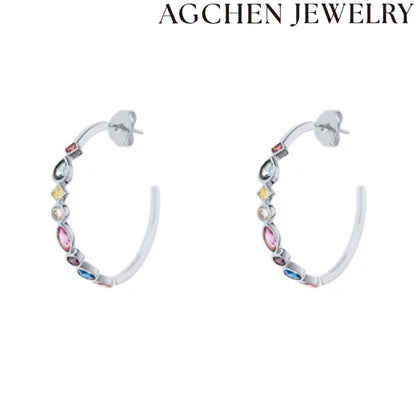 AG Heart-Shaped Multicolor Zirconia Earrings